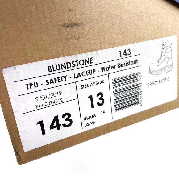 Blundstone 143 Safety Work Boots Crazy Horse Brown Lace Up Sz 14 US Men's - Picture 10 of 10